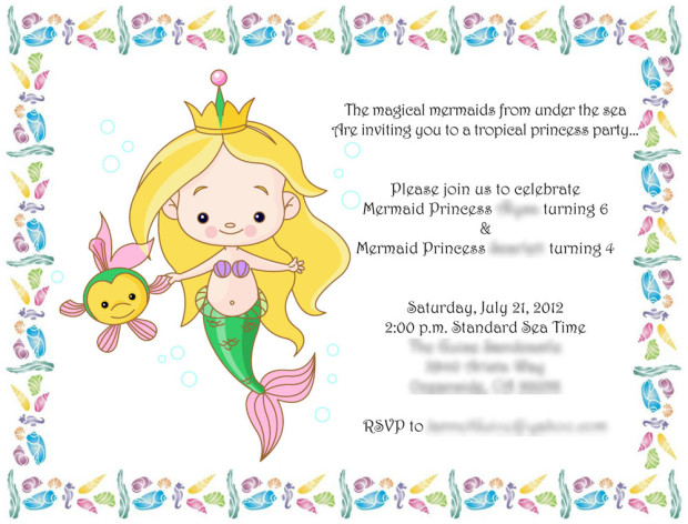 Under the Sea Princess Party invitation